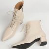 Elegant Pointed-Toe Lace-Up Ankle Boots with Block Heel